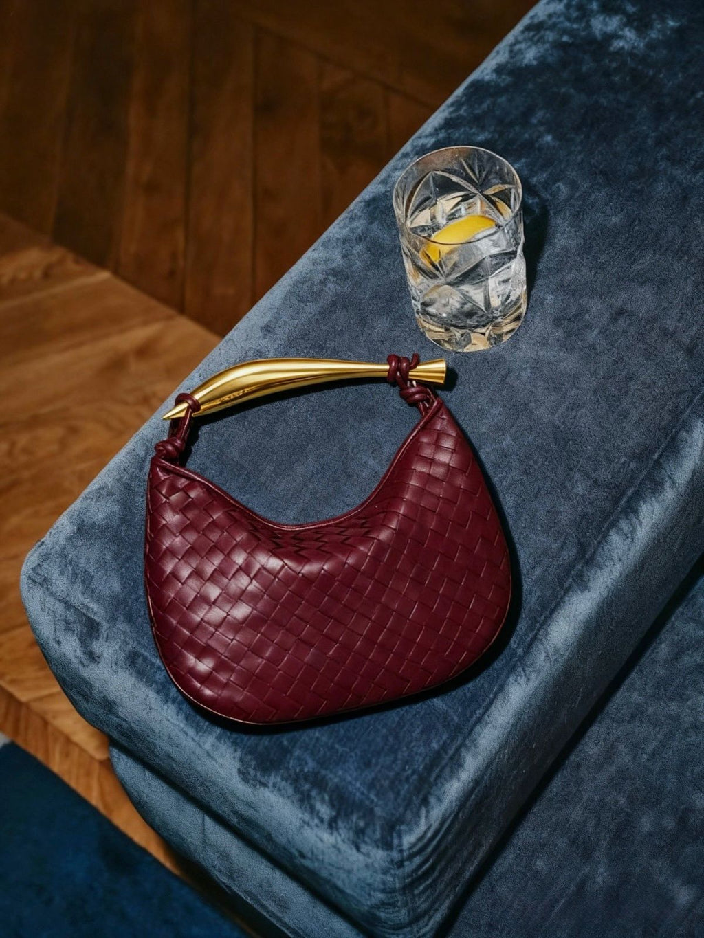 Bolso al hombro Sardine Chain de piel entretejido