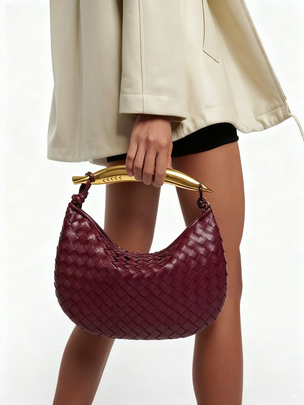 Bolso al hombro Sardine Chain de piel entretejido