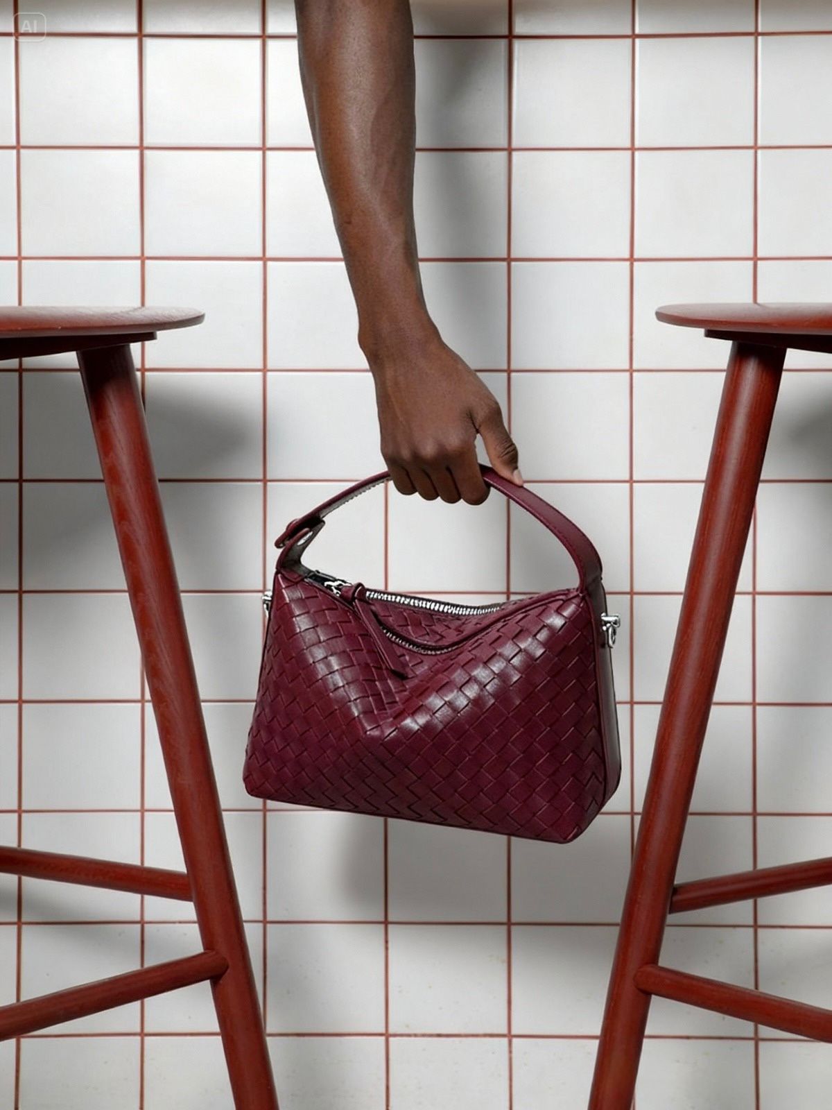 Bolso al hombro Wallace de piel entretejido