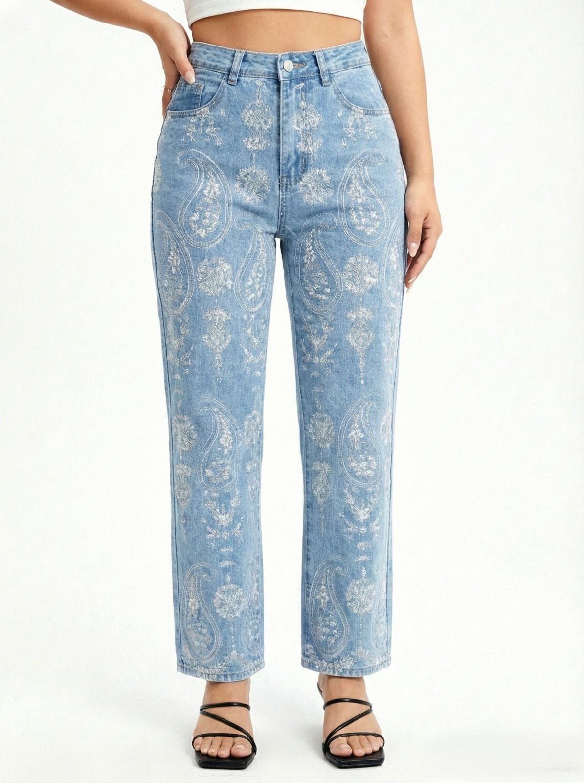 JEAN PANTALÓN BORDADO GRECAS