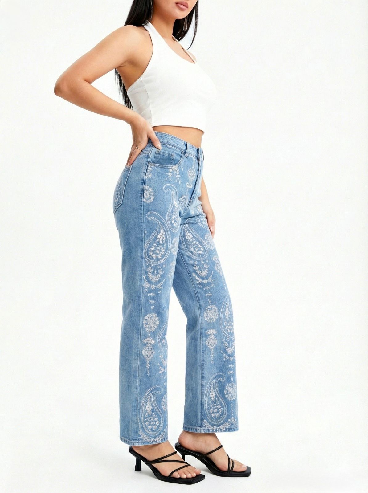 JEAN PANTALÓN BORDADO GRECAS