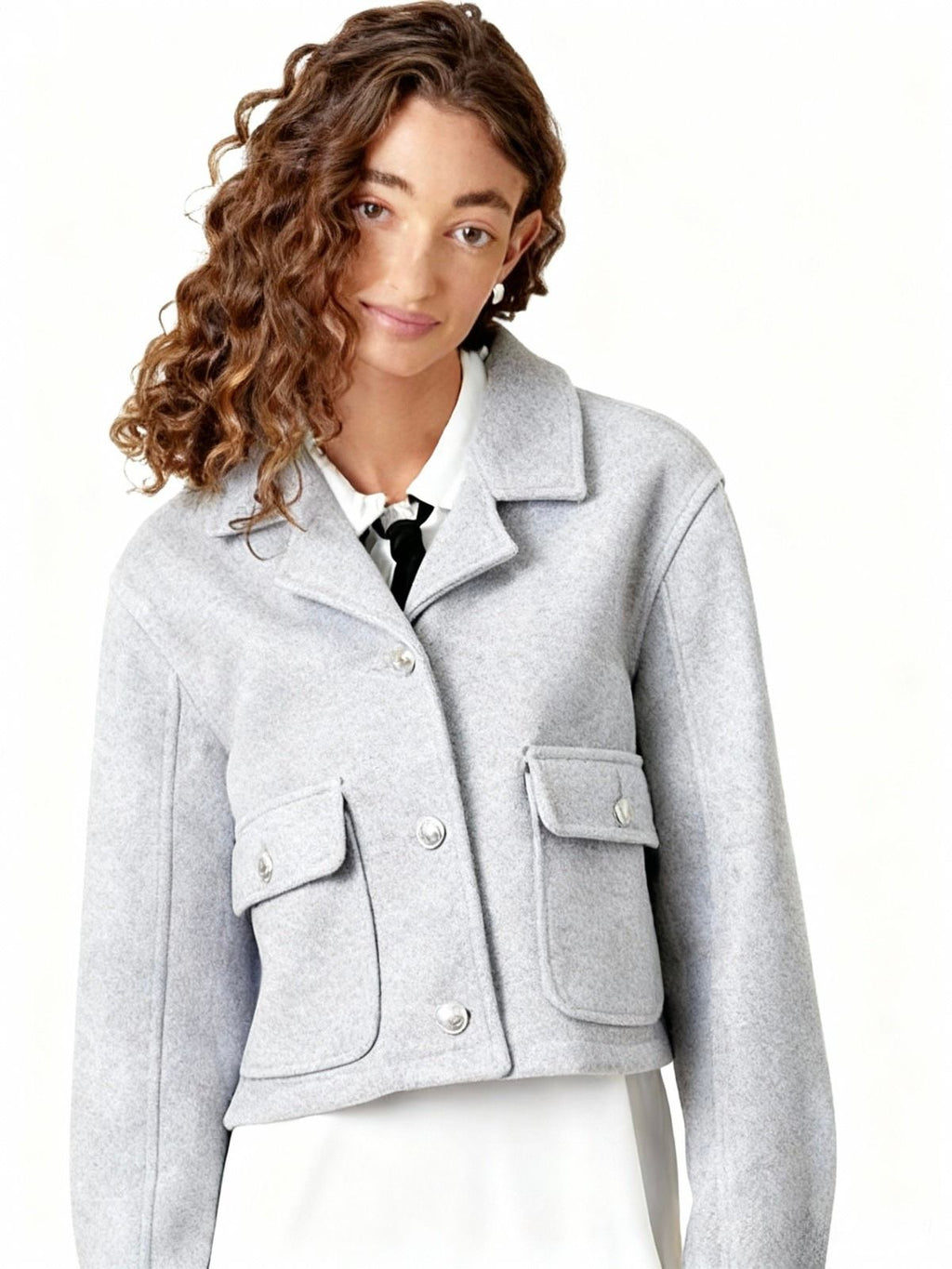 SACO GRIS BOTONES PLATA