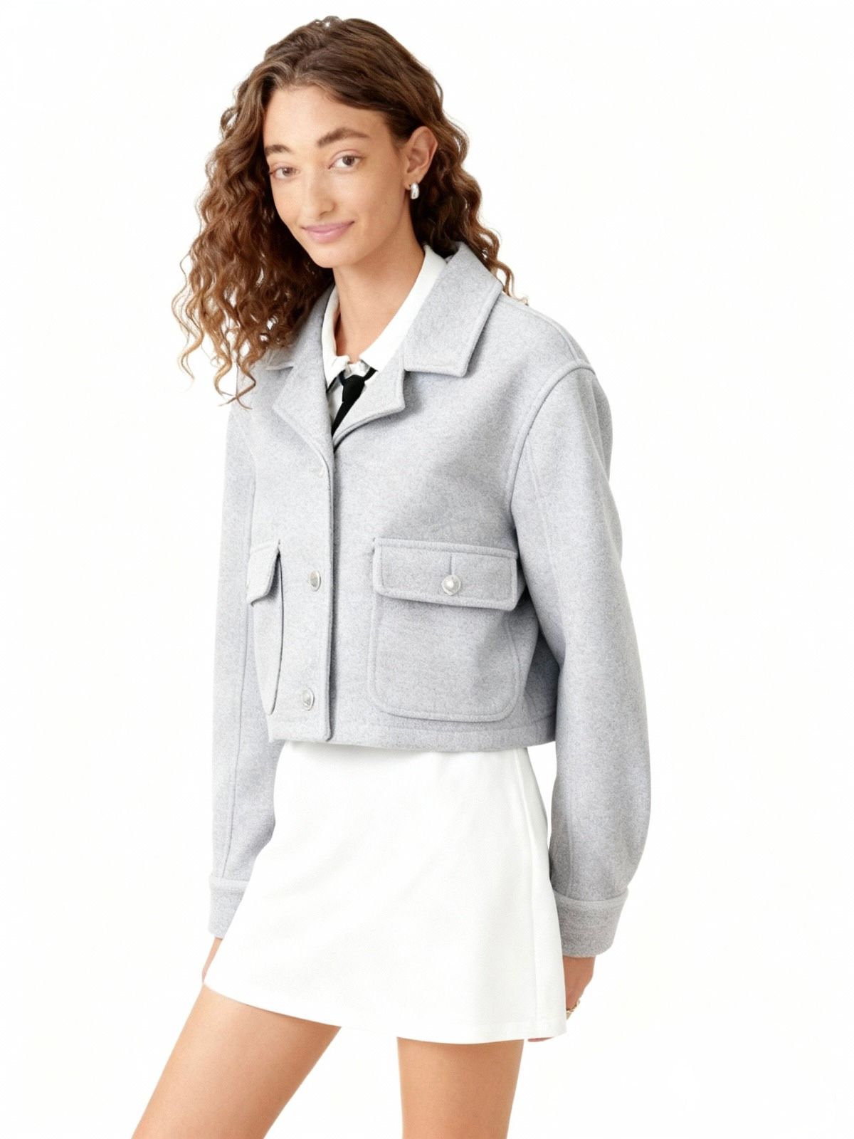 SACO GRIS BOTONES PLATA