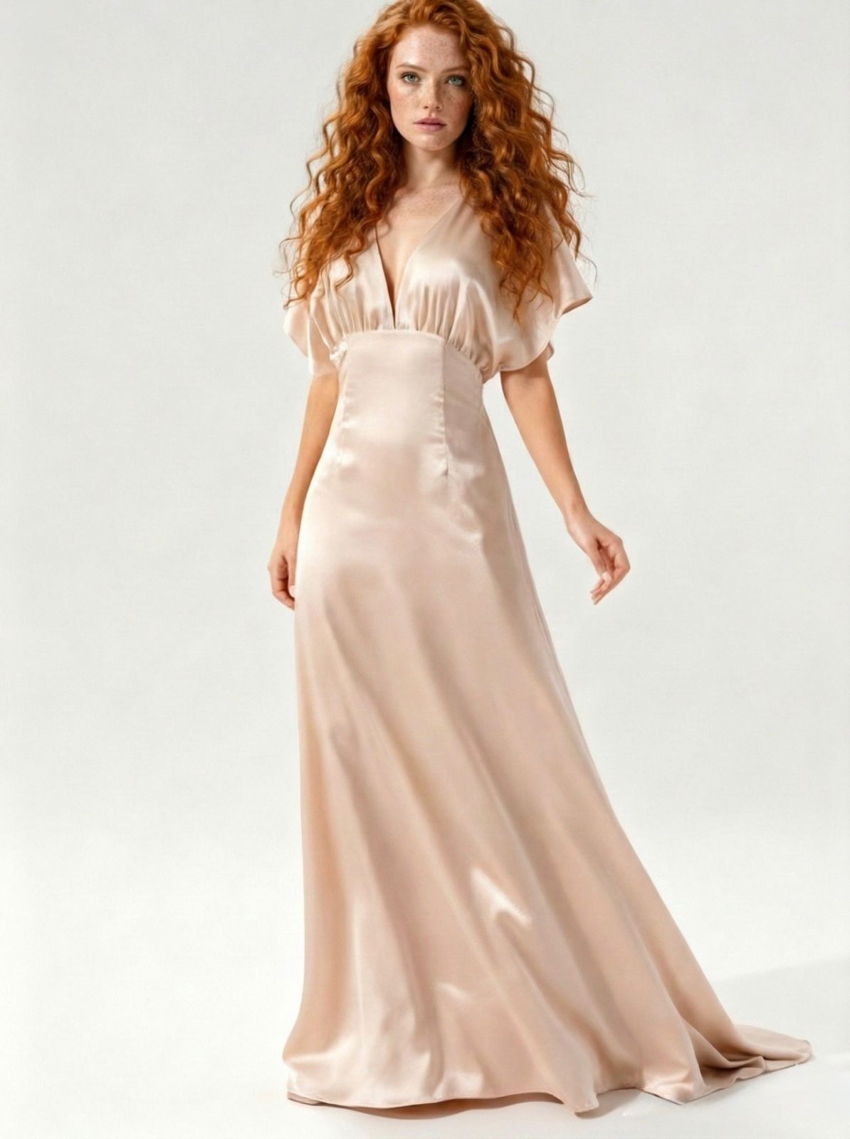 VESTIDO FIESTA SATIN BEIGE