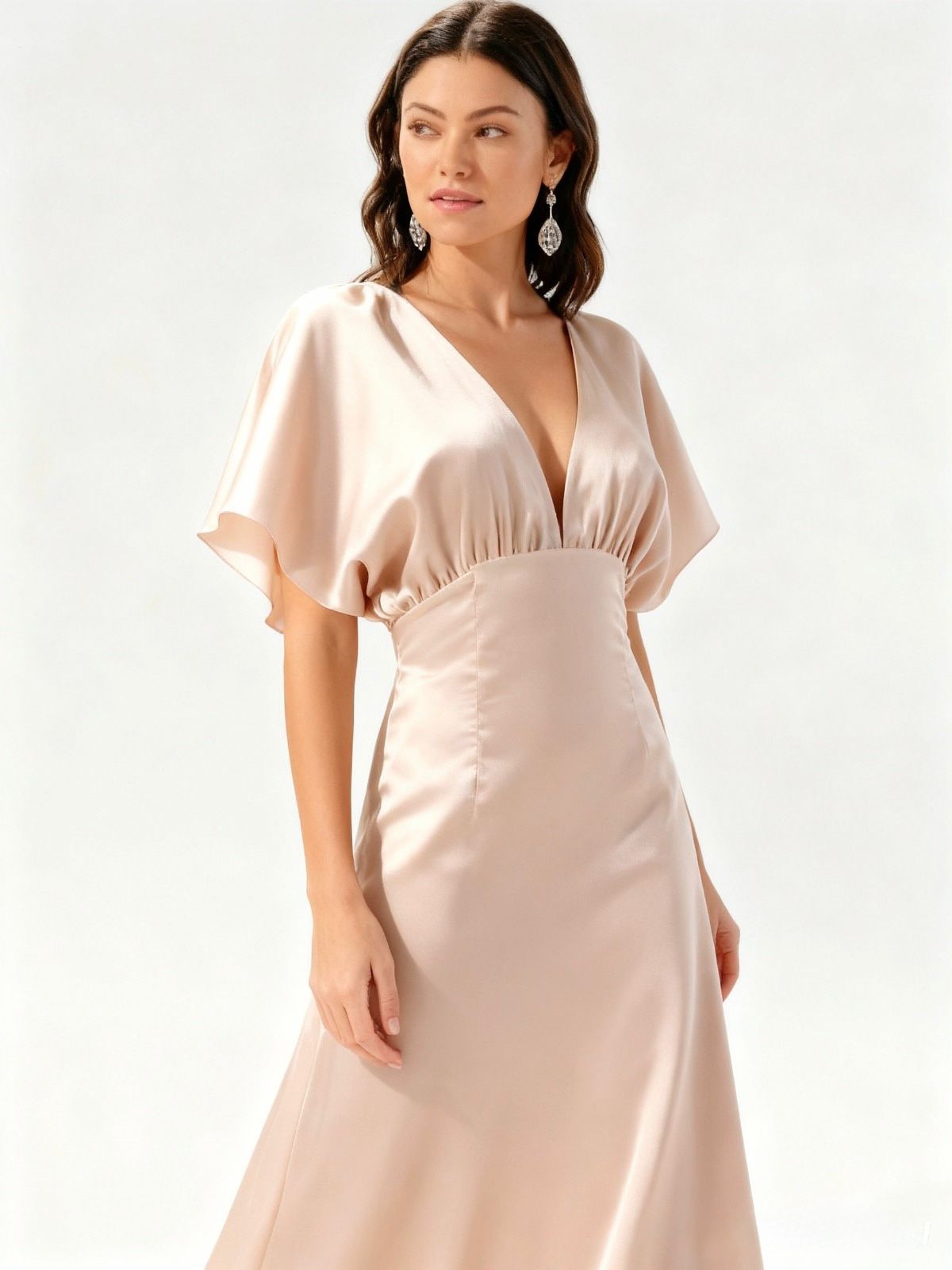 VESTIDO FIESTA SATIN BEIGE