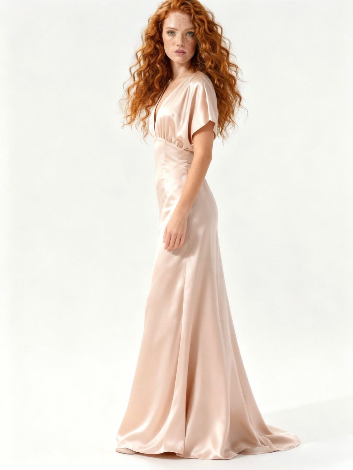 VESTIDO FIESTA SATIN BEIGE