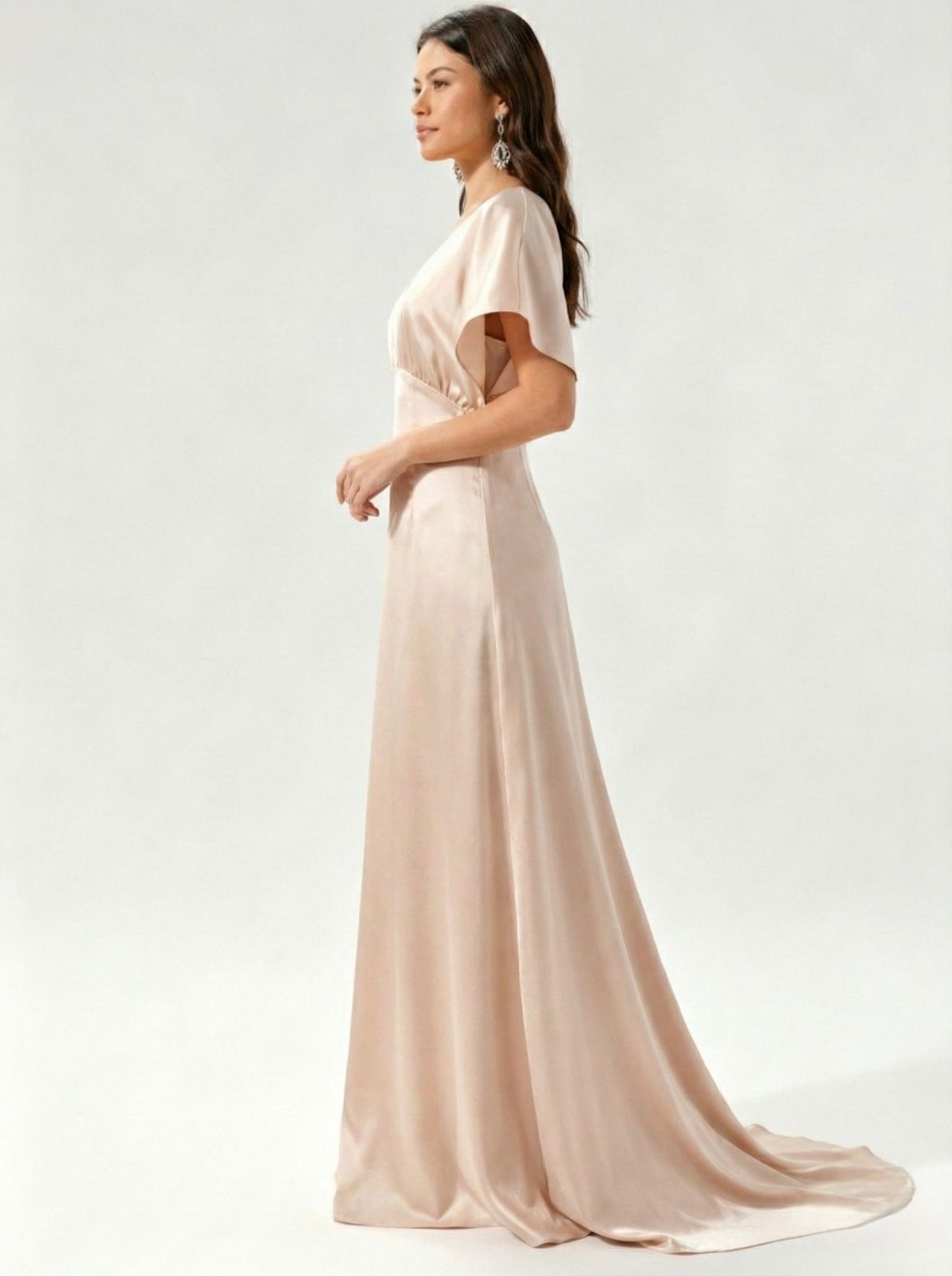 VESTIDO FIESTA SATIN BEIGE