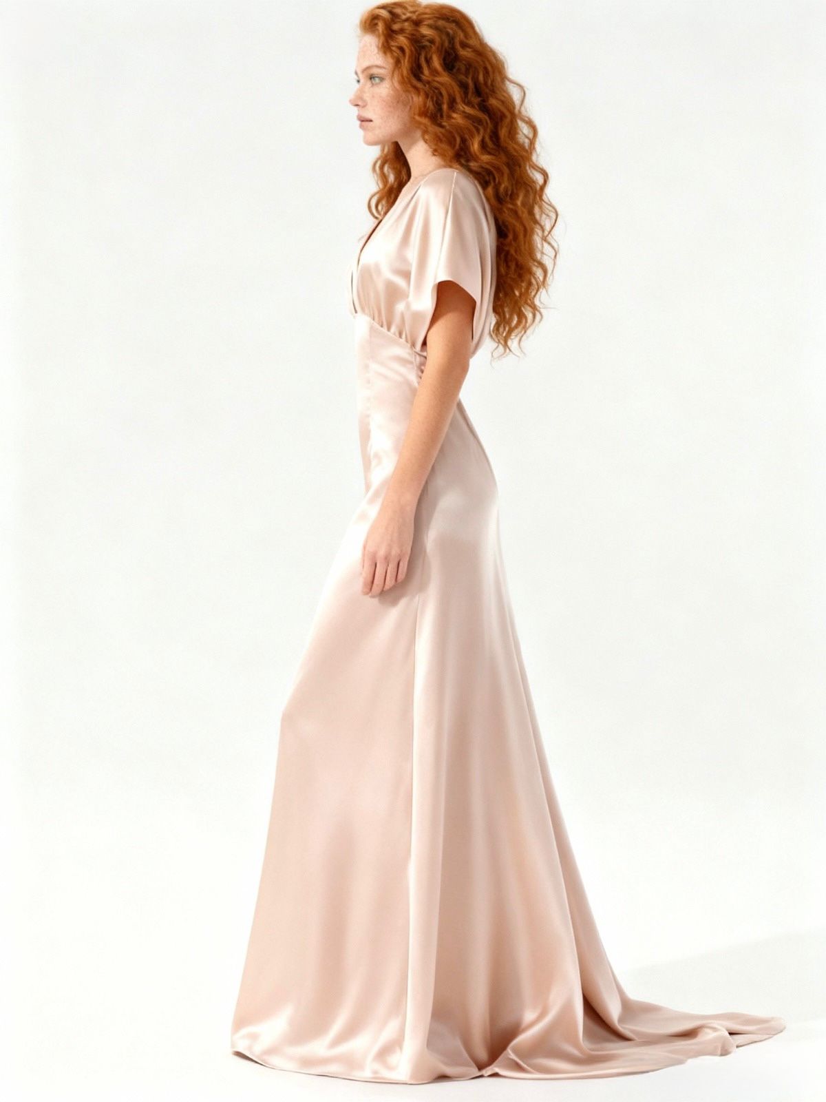 VESTIDO FIESTA SATIN BEIGE