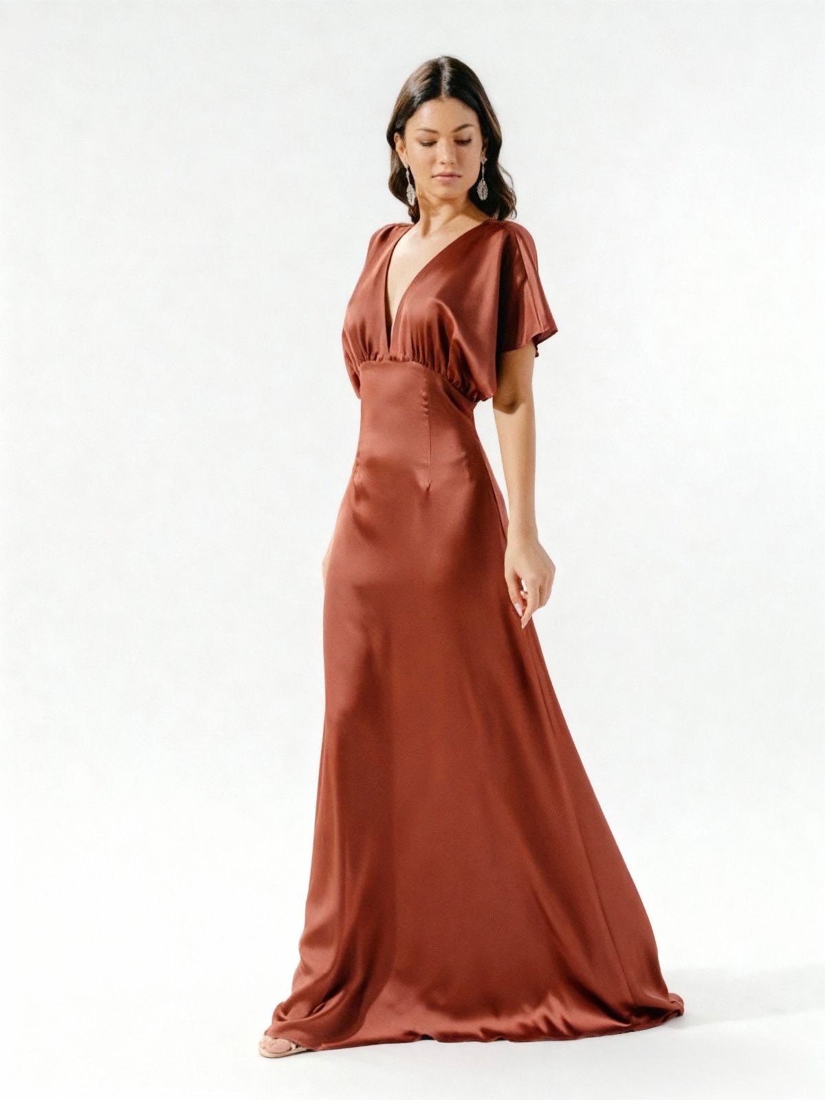 VESTIDO FIESTA SATIN OCRE