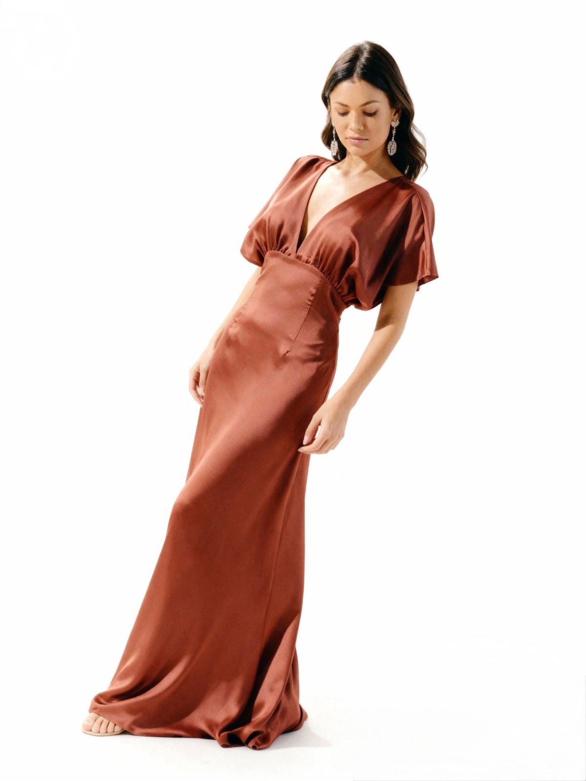 VESTIDO FIESTA SATIN OCRE