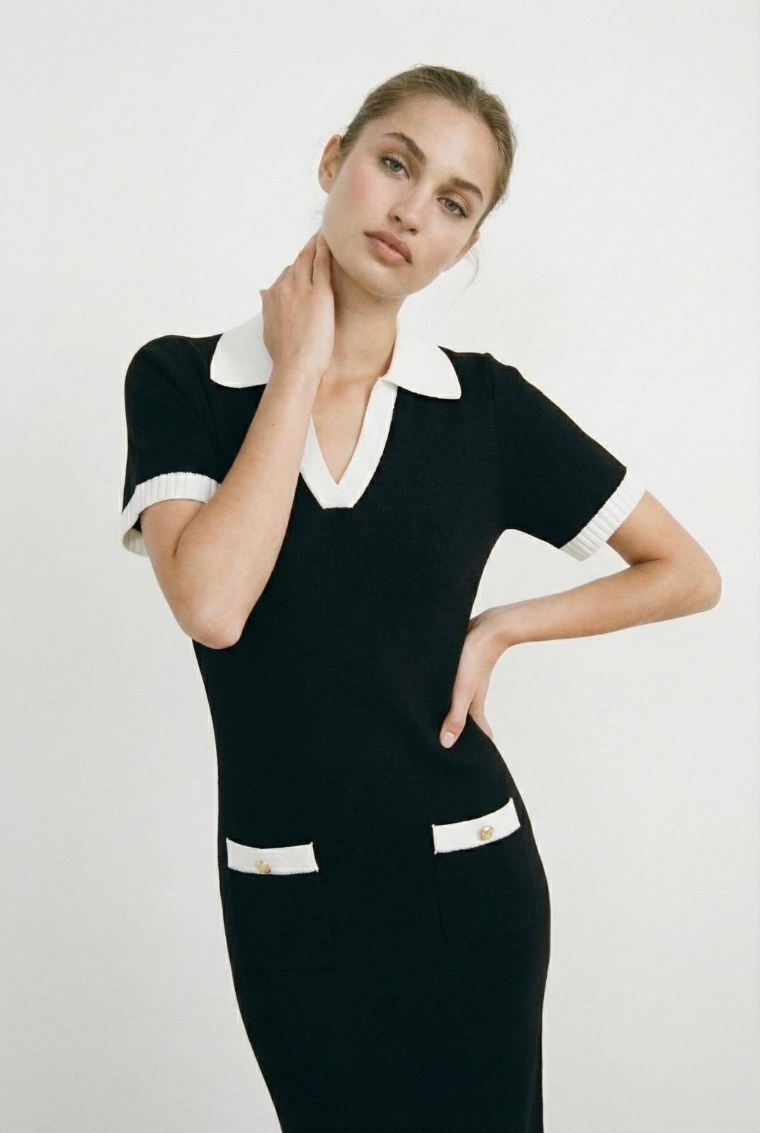 Vestido suéter midi con cuello Rison