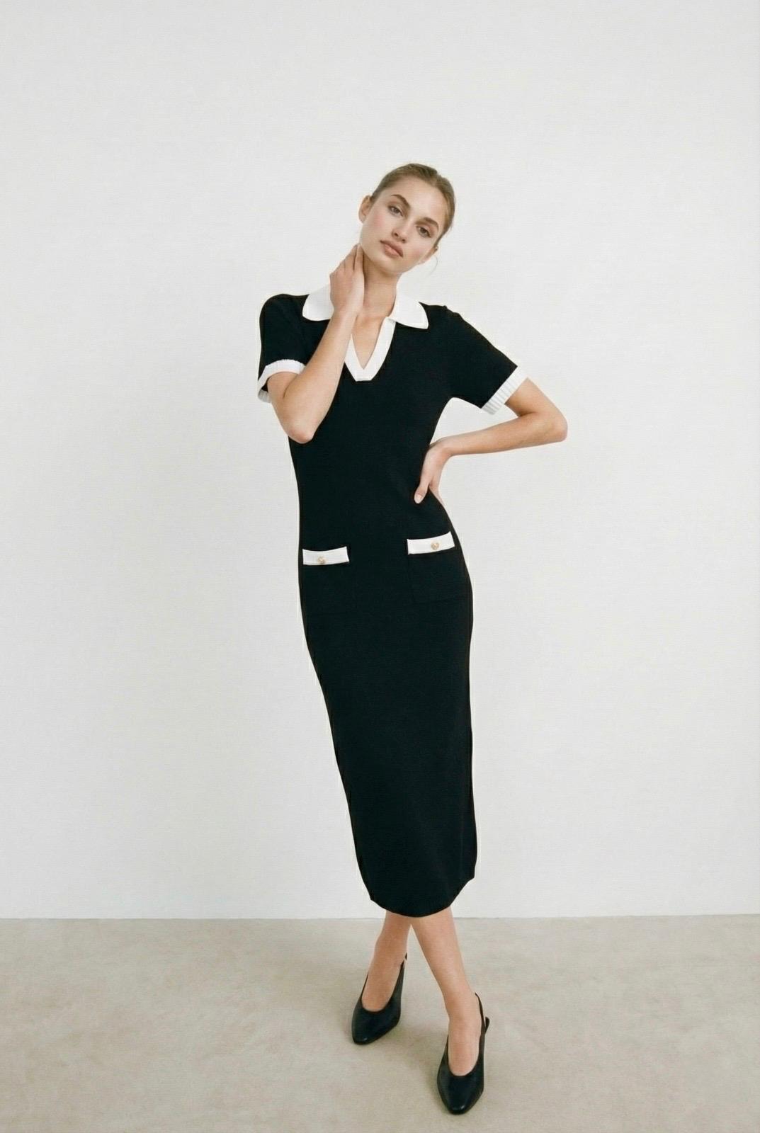 Vestido suéter midi con cuello Rison