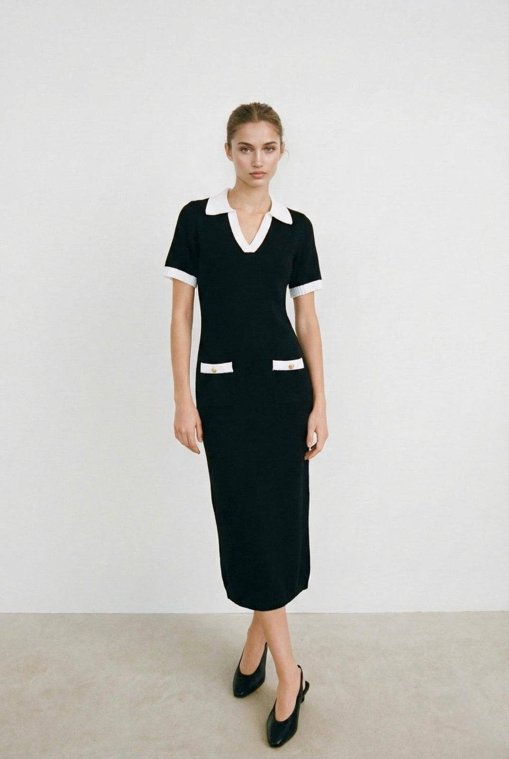 Vestido suéter midi con cuello Rison