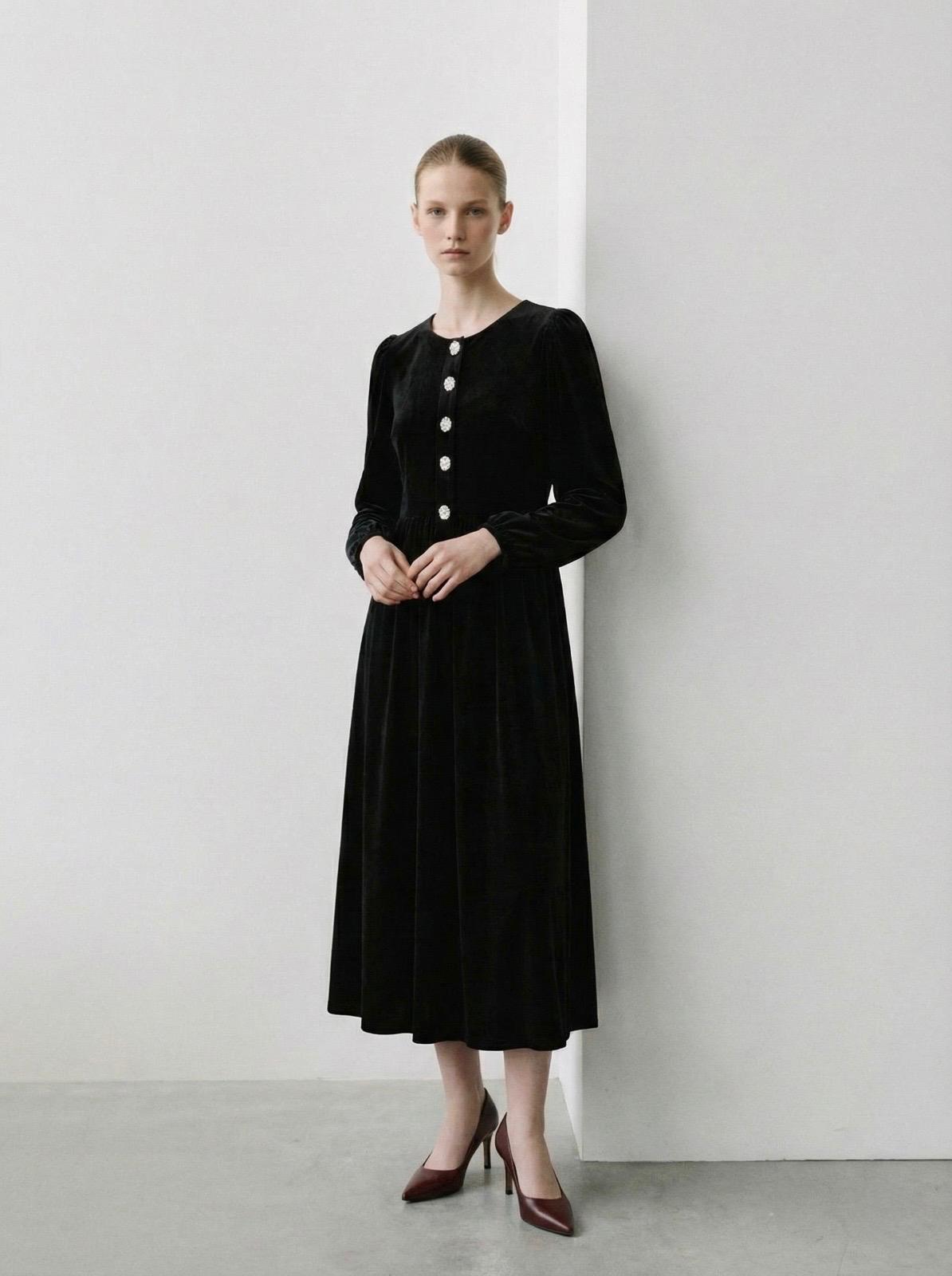 Vestido midi de terciopelo Saratoga