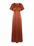 VESTIDO FIESTA SATIN OCRE