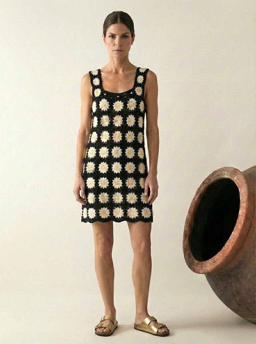 Vestido Bloom Crochet Black